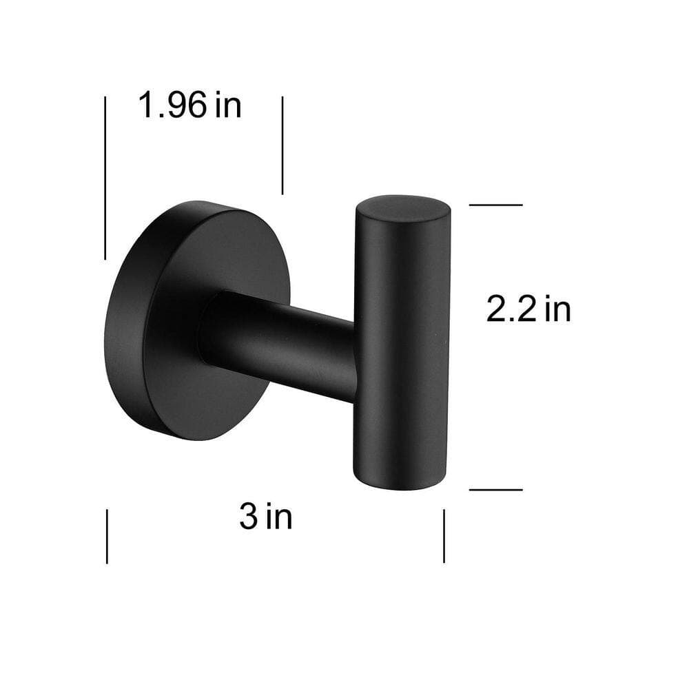 Buruis Square J-Hook Robe/Towel Hook Matte Black, Designed for Bathroom, Bedroom and Kitchen (4)