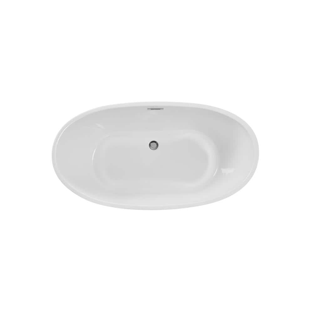 Unbranded Timeless Home L 29 in. W 24 in. H Oval Acrylic Flatbottom Non-Whirlpool Bathtub (3)