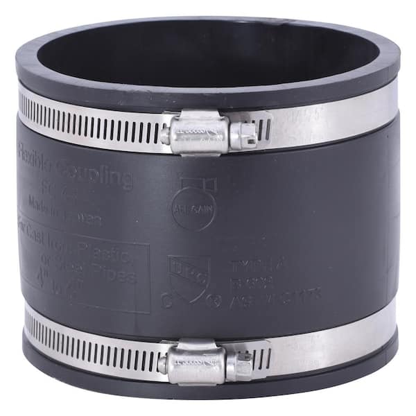 EASTMAN 4 in. x 4 in. PVC DWV Mechanical Flexible Coupling (2)