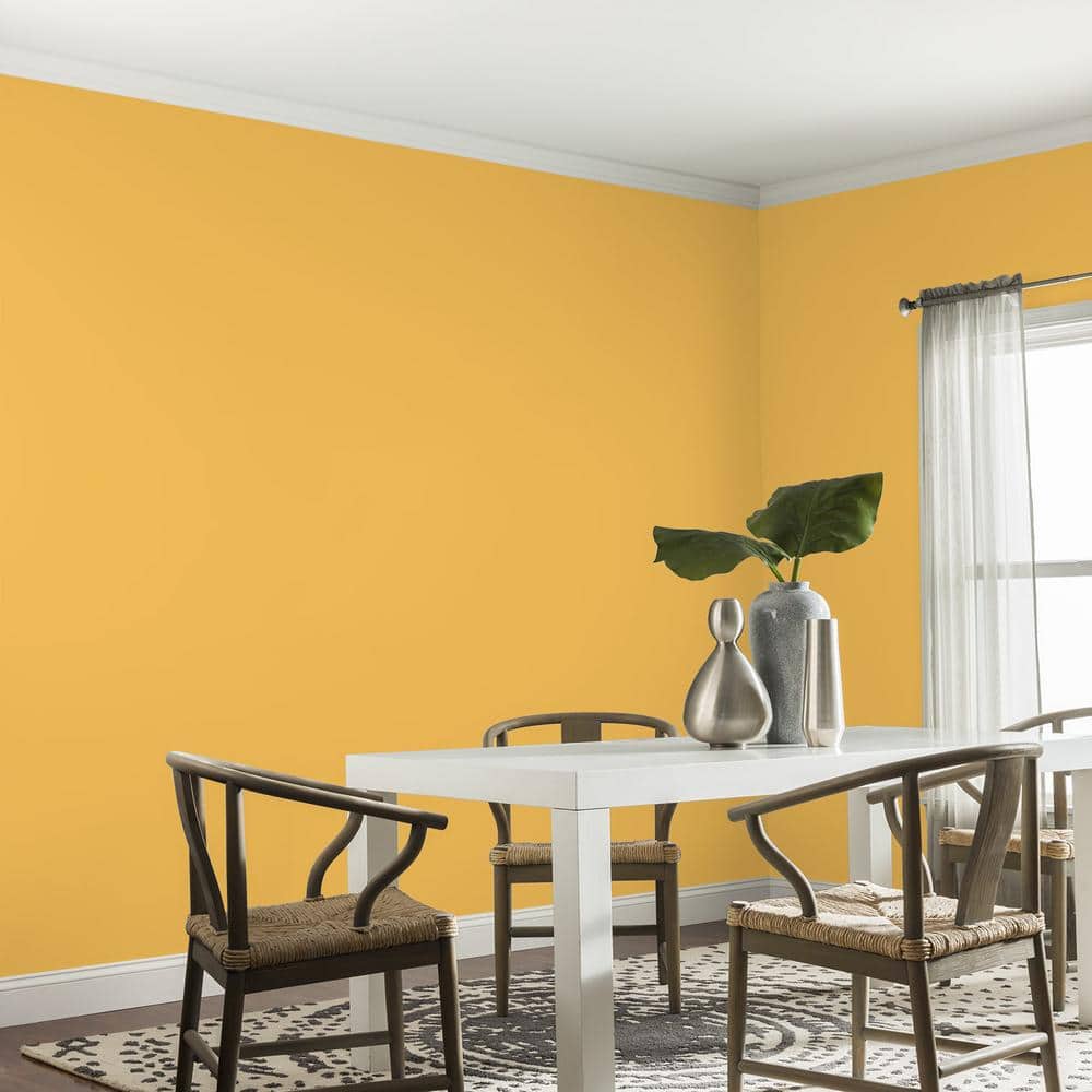Glidden Premium 1 gal. PPG1209-5 Yellow Coneflower Eggshell Interior Latex Paint (4)