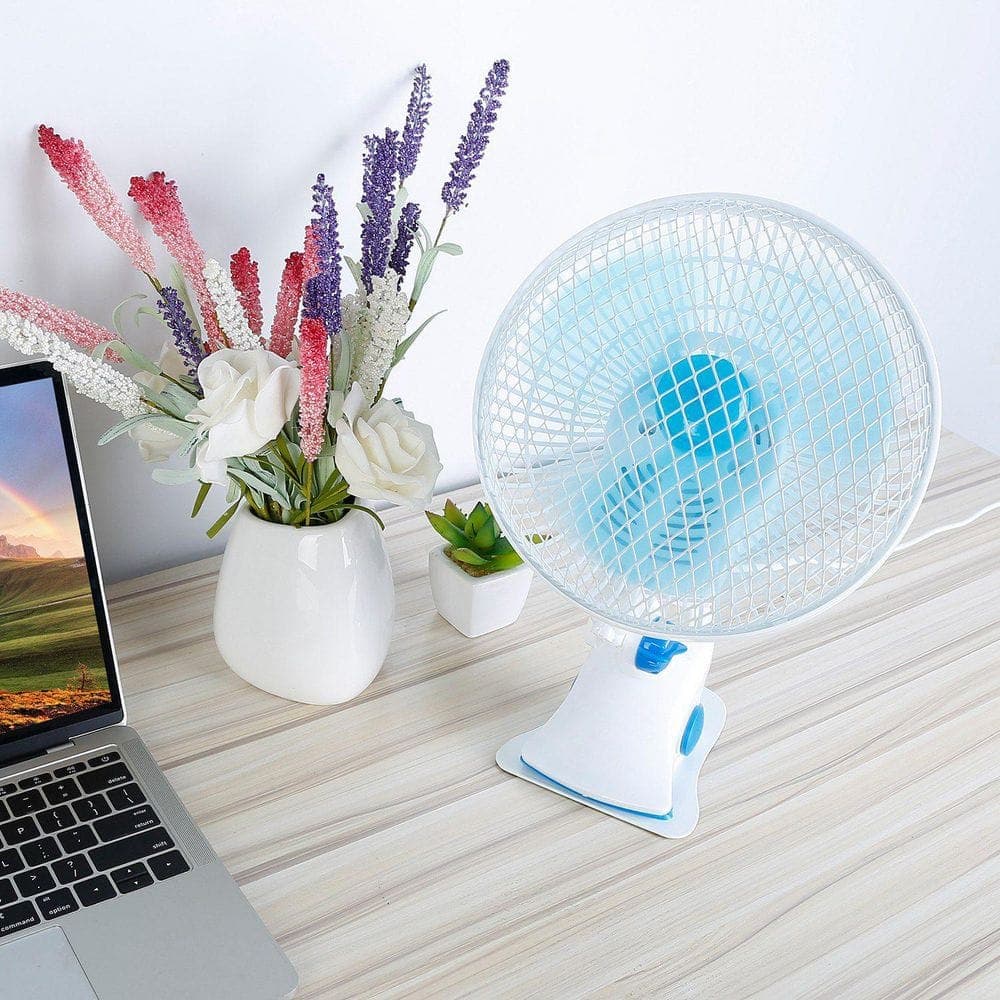 Tahanbath Clip on 3-in-1 Fan, Auto Oscillating Desk Clamp Fan with 2 Speeds, Quiet Portable Fan for Stroller Bedroom Office (2)