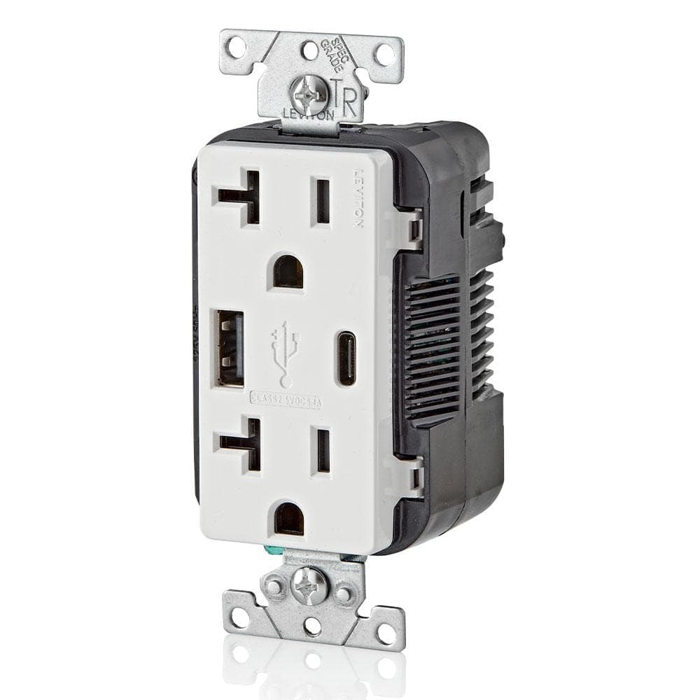 Leviton 20 Amp 125 V Tamper Resistant Duplex Outlet/Receptacle, White (1-Pack) T5833-W (3)