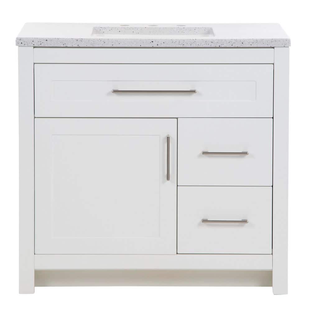 Home Decorators Collection Clady 37 in. Single Sink White Bath Vanity with Silver Ash Cultured Marble Top (Assembled) (3)