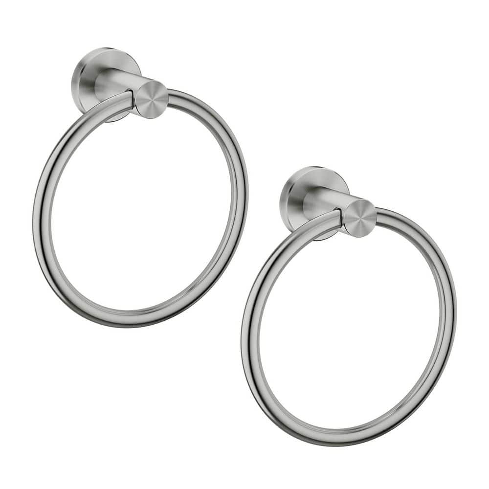 Forious pro (2-Pack) Wall Mounted Towel Ring Bath Hardware Accessory in Brushed Nickel (1)