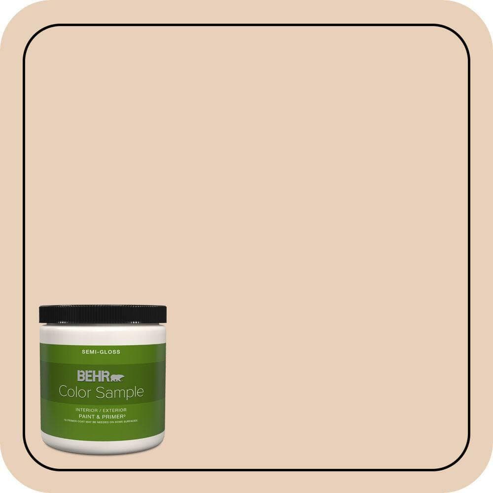 BEHR PREMIUM PLUS 8 oz. #S230-1 Buff Tone Semi-Gloss Interior/Exterior Paint & Primer Color Sample