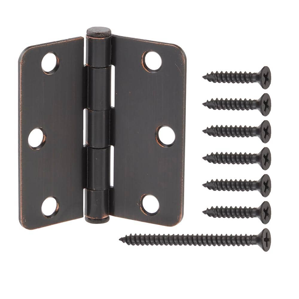 Everbilt 3 in. x 1/4 in. Radius Oil-Rubbed Bronze Squeak-Free Door Hinge