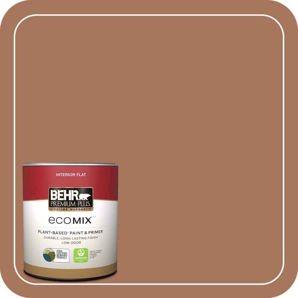 BEHR PREMIUM PLUS 1 qt. #240F-5 Toasted Chestnut Flat EcoMix Plant-Based Interior Paint & Primer (1)