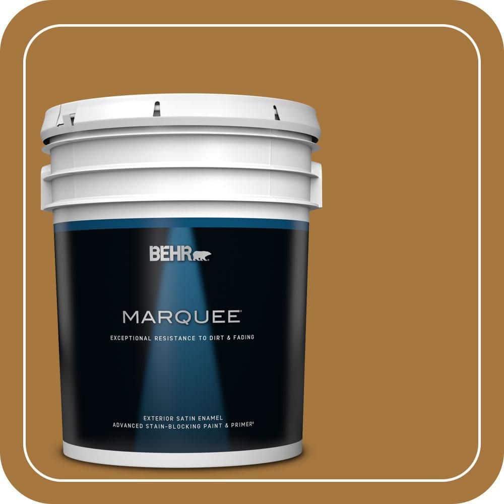 BEHR MARQUEE 5 gal. #MQ4-06 Invitation Gold Satin Enamel Exterior Paint & Primer