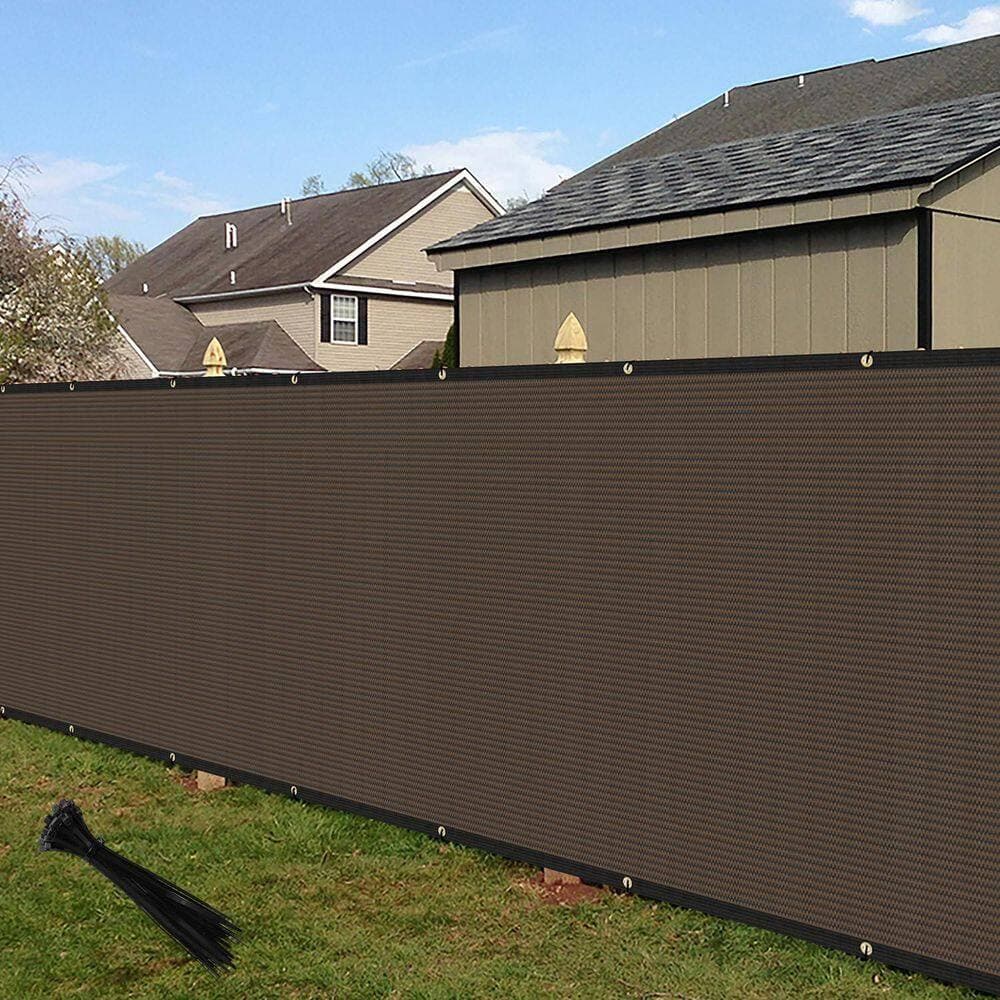 ECOOPTS 4 ft. x 50 ft. HDPE Privacy Fence Screen with Copper Grommets, 90% UV Blockage, Cable Zip Ties Included, Brown (2)