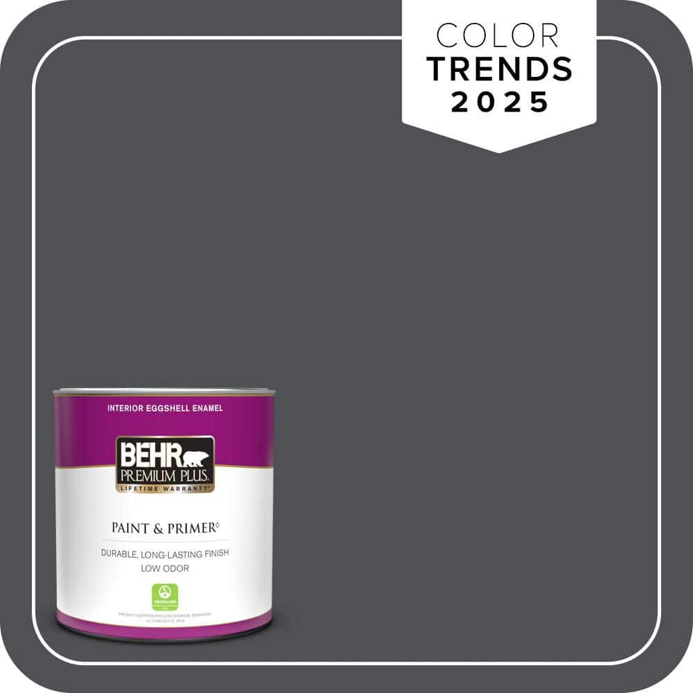 BEHR PREMIUM PLUS 1 qt. #PPU18-01 Cracked Pepper Eggshell Enamel Low Odor Interior Paint & Primer