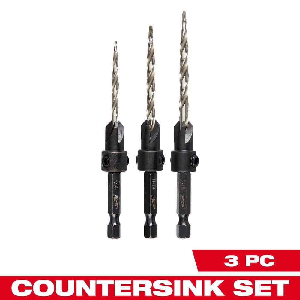 Milwaukee Steel Countersink Set with Wood Spade Bit Set