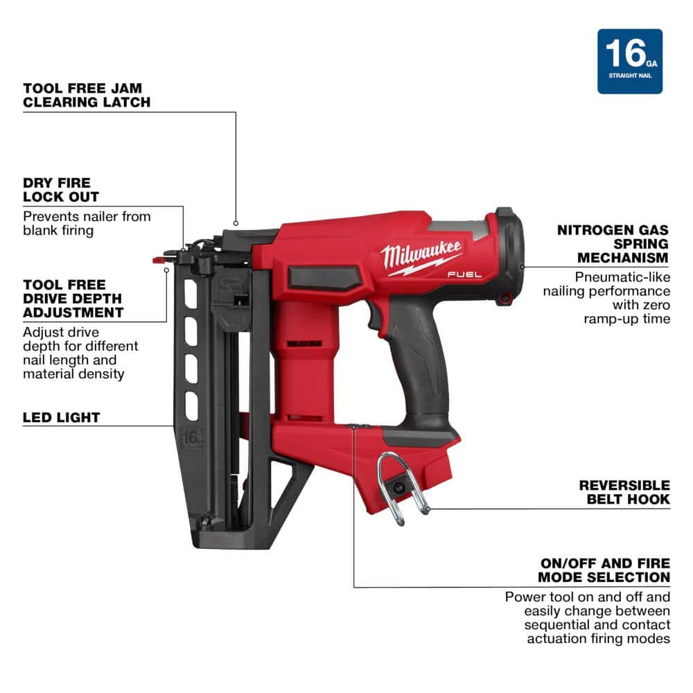 Milwaukee M18 FUEL 18-Volt Lith-Ion Brushless Cordless Gen ll 16-Gauge Straight Finish Nailer w/18-Gauge Brad Nailer (Tool Only) (2)