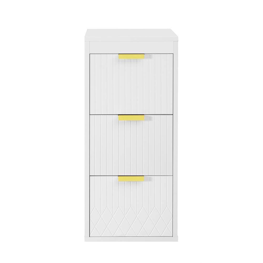 Timussi 12 in. W x 18 in. D x 26 in. H White MDF Bathroom Storage Wall Cabinet with Drawers in White (1)