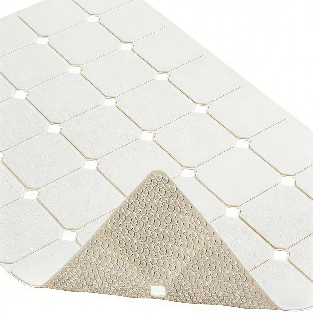 Wudkey 18 in. x 28 in. Silicone Shower Non Slip Mat in Beige for Refinished, Reglazed and Textured Surface Tubs and Showers