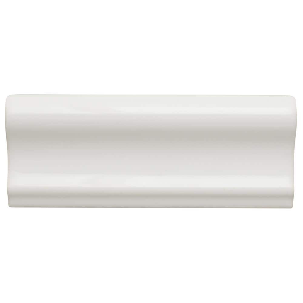 Daltile Restore Bright White 2 in. x 6 in. Glazed Ceramic Chair Rail Trim Tile (0.09 sq. ft./each) (2)