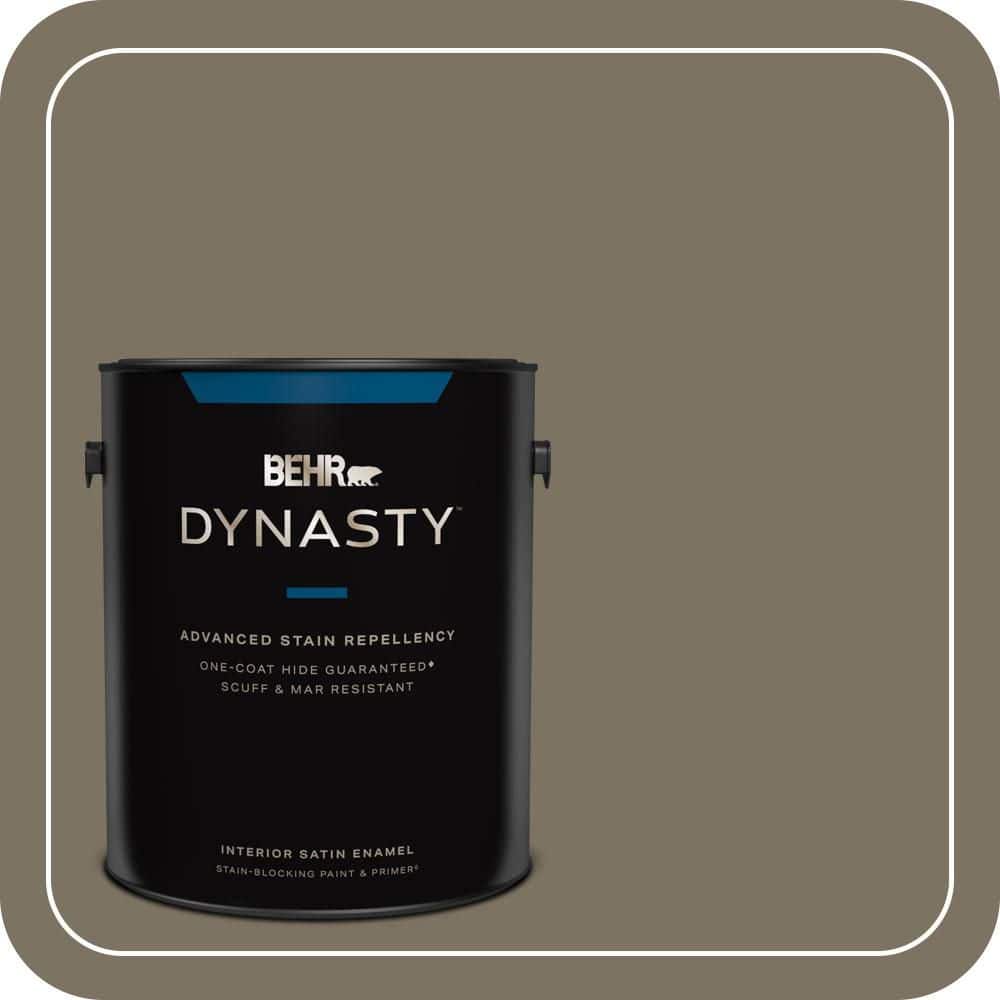 BEHR DYNASTY 1 Gal. #N320-6A Ash Brown Satin Enamel Interior Stain-Blocking Paint and Primer