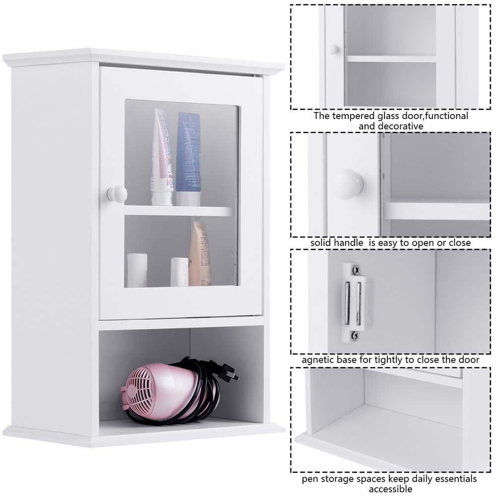 FORCLOVER 14 in. W x 7 in. D x 20 in. H Bathroom Storage Wall Cabinet in White (3)
