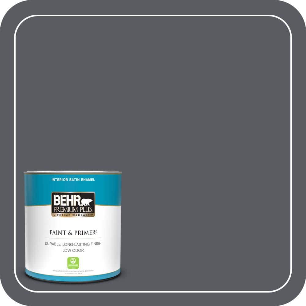 BEHR PREMIUM PLUS 1 qt. #PPU18-02 Pencil Point Satin Enamel Low Odor Interior Paint & Primer