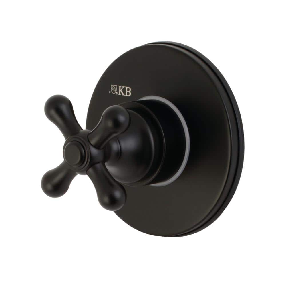 Kingston Brass Single-Handle 1-Hole Wall Mount Three-Way Diverter Valve with Trim Kit in Matte Black (1)