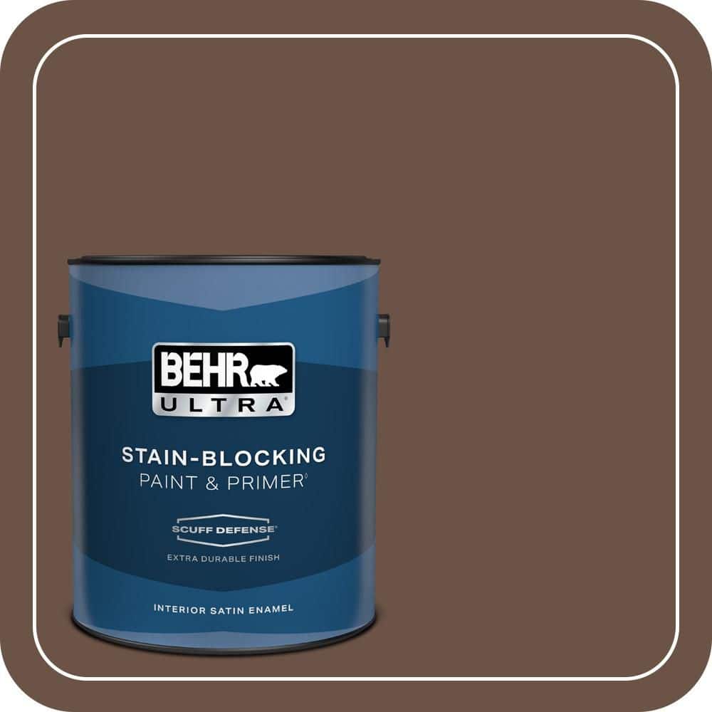 BEHR ULTRA 1 gal. #N190-7 Moose Trail Extra Durable Satin Enamel Interior Paint & Primer