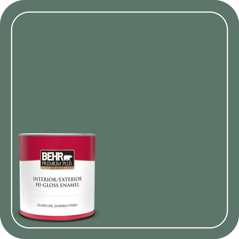 BEHR PREMIUM PLUS 1 qt. #S420-6 Pine Brook Hi-Gloss Enamel Interior/Exterior Paint & Primer