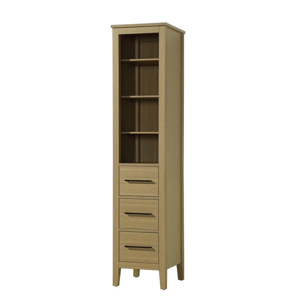 TIMELESS HOME 16 in. W x 18 in. D x 72 in. H Honey Brown Freestanding Linen Cabinet (3)