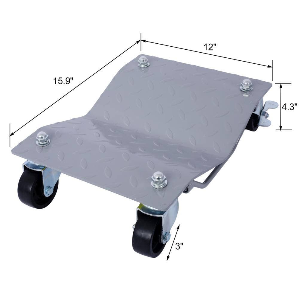 Unbranded Red Steel Car Dolly, Heavy Duty Wheel Dolly, 4 Tire Wheel Vehicle Mover Dolly Car Stakes 6000 lbs. Capacity (4 Pack) (2)