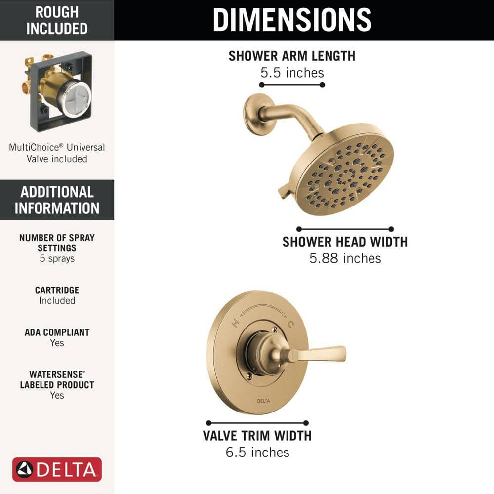 Delta Faryn Gold Single-Handle 5-Spray Shower Faucet (3)