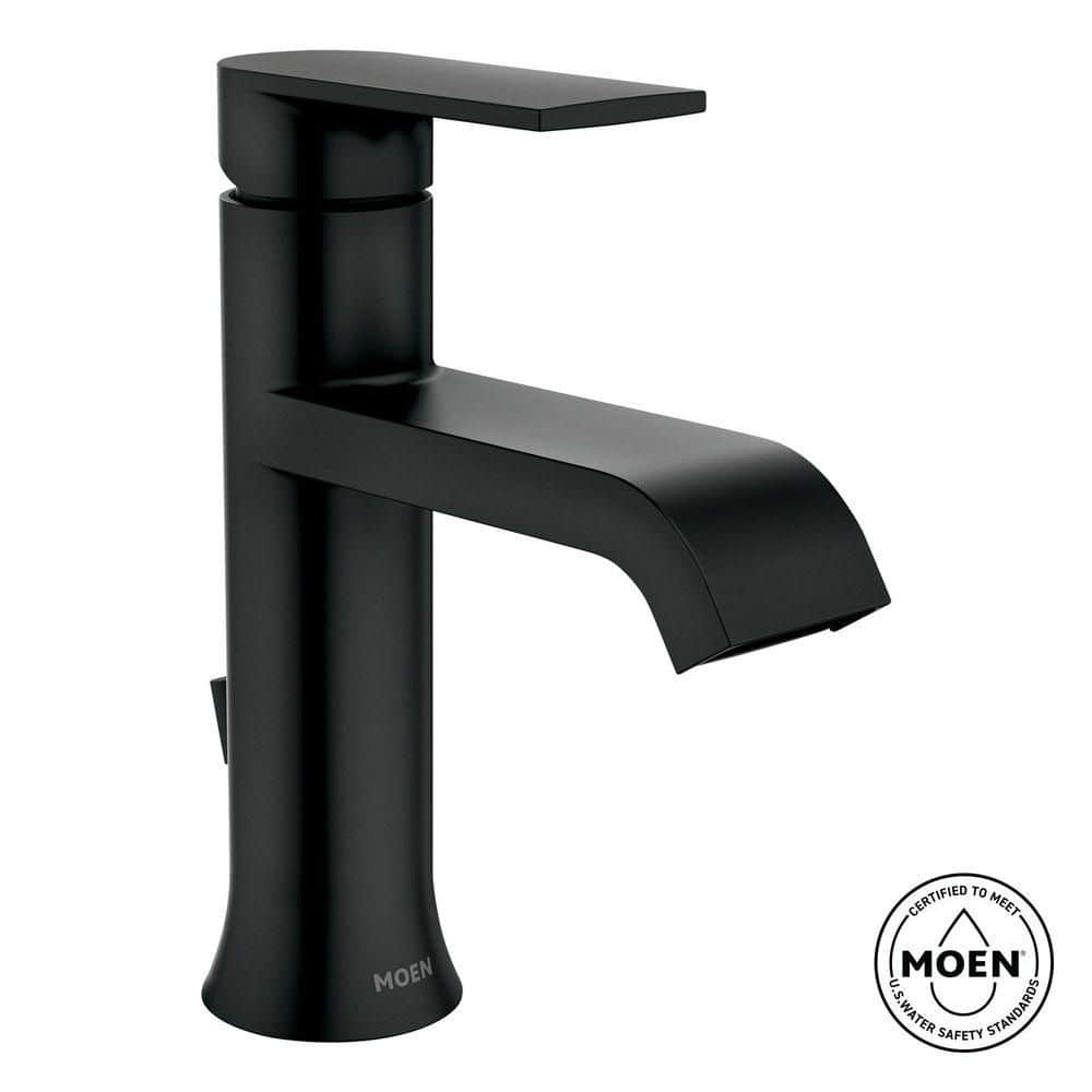 MOEN Genta Single Handle Single Hole Bathroom Faucet with Drain Kit Included in Matte Black (2)