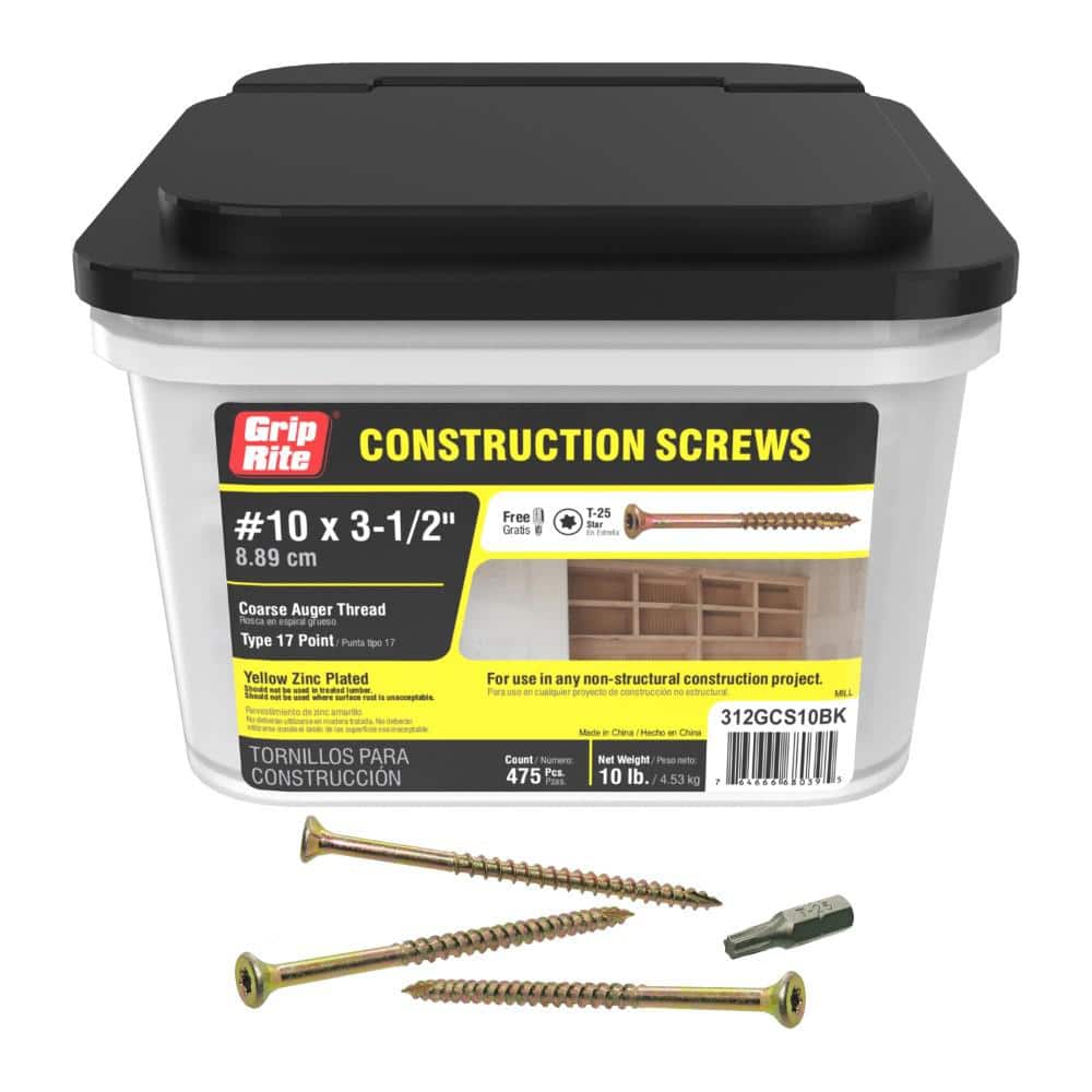 Grip-Rite #10 . Star Drive Dual Flat Head Coarse Thread Construction Screws 10 lb. Box