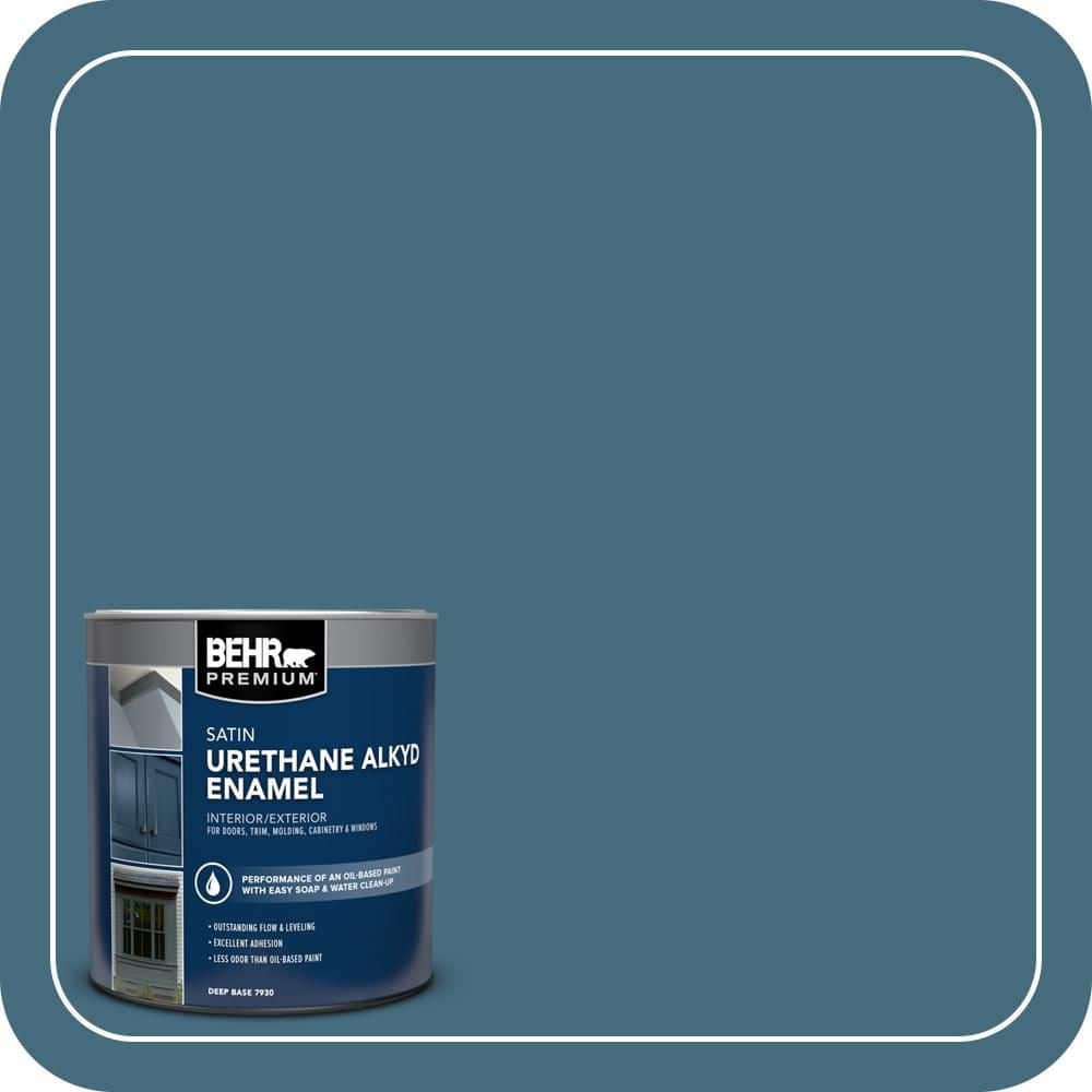 BEHR PREMIUM 1 qt. #S480-6 Poseidon Satin Enamel Urethane Alkyd Interior/Exterior Paint