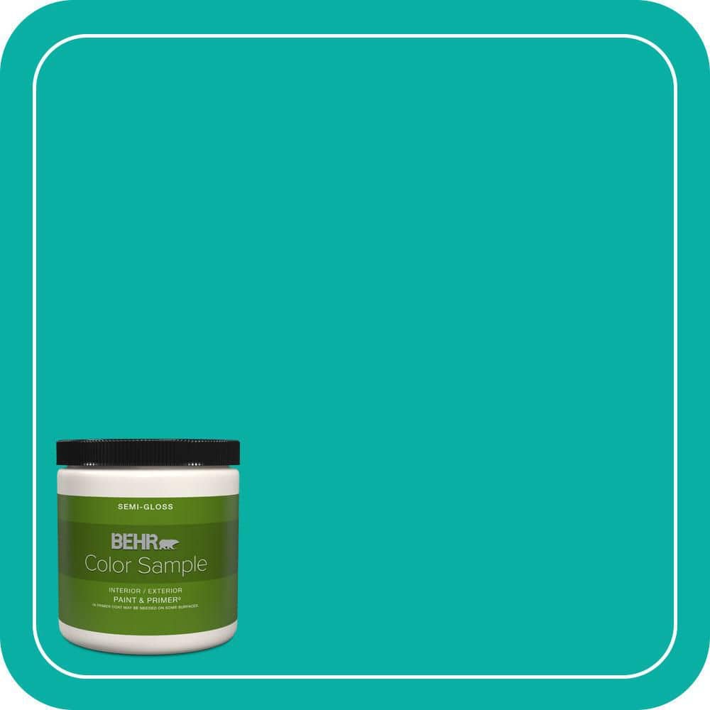 BEHR PREMIUM PLUS 8 oz. #490B-5 Cozumel Semi-Gloss Interior/Exterior Paint & Primer Color Sample