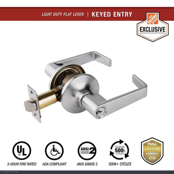 Universal Hardware Light Duty Commercial Entry Lever ADA, UL 3-Hour Fire, ANSI Grade 2, Satin Chrome Finish (2)
