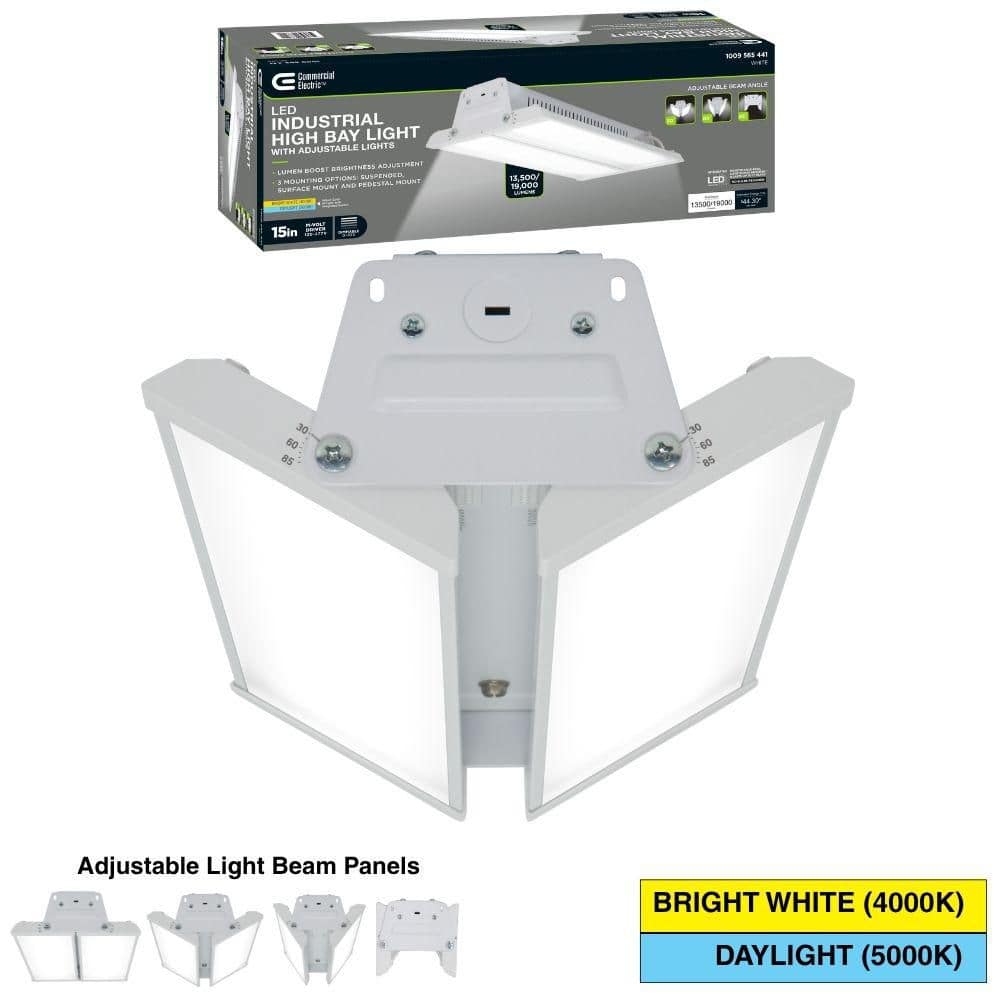 Commercial Electric 1-Pack 15 in. 19000 Lumens 120-277V Dimmable Adjustable Beam Selectable CCT and Lumens Integrated LED High Bay Light (2)