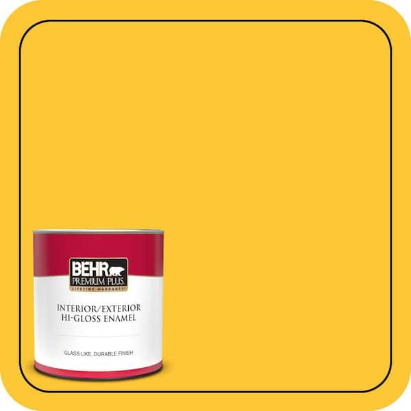 BEHR PREMIUM PLUS #330B-7 Sunflower Enamel Interior/Exterior Paint & Primer Color Sample (4)