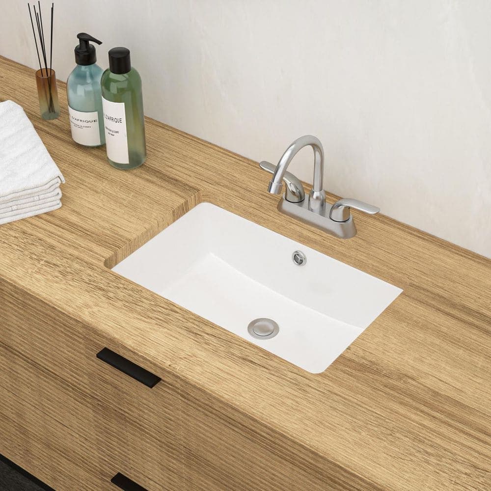 Unbranded 18 in. x 12 in. Undermount Rectangular Bathroom Sink with Overflow Drain in White Ceramic (2)