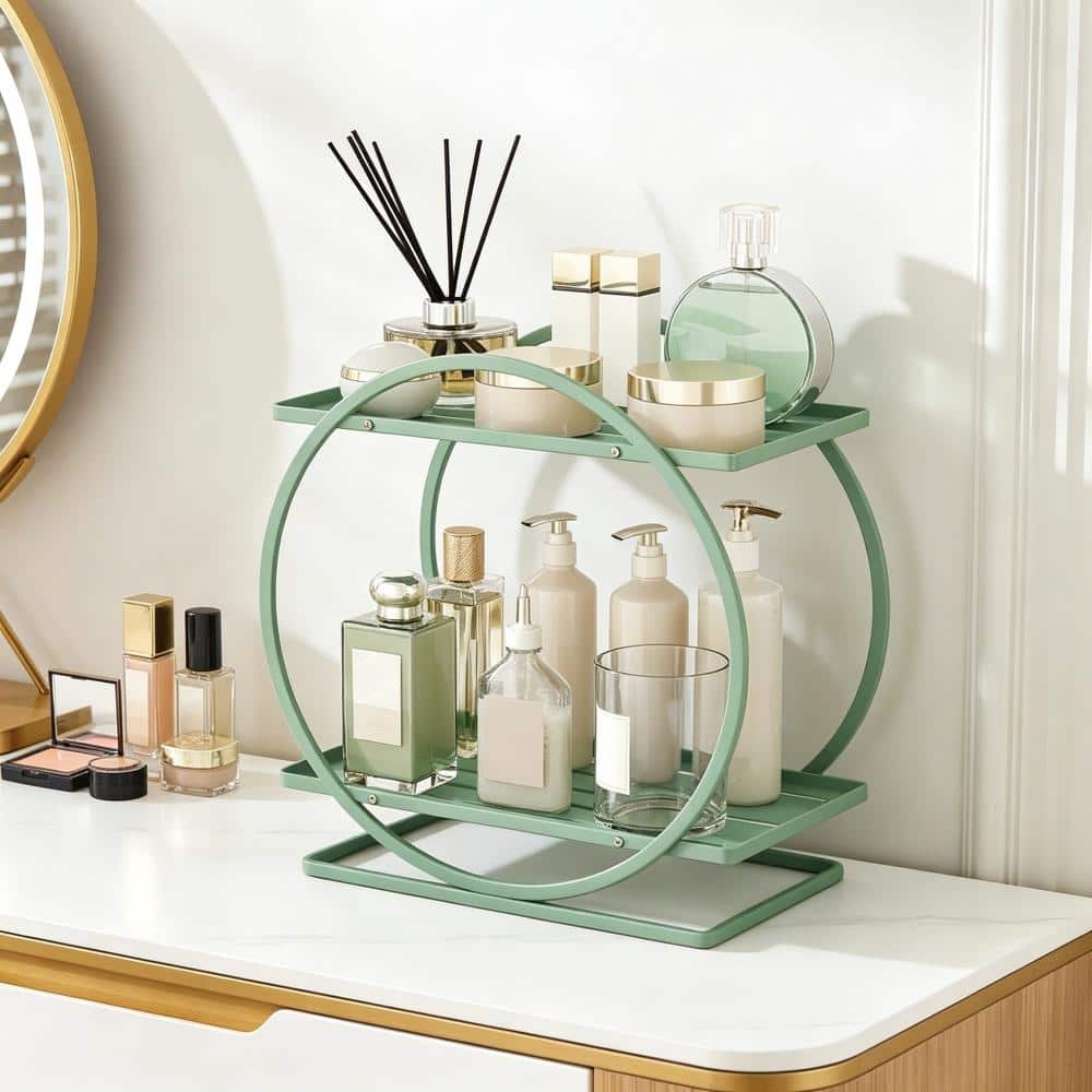 Whatseaso 11 in. W x 11.4 in H x 6 in. D Metal in Green Over The Toilet Storage 2-Tier Bathroom Countertop Organizers (3)