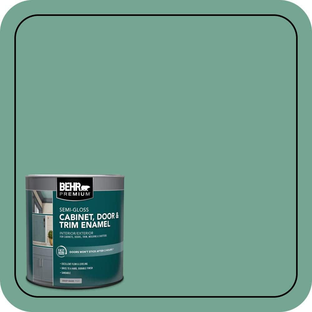 BEHR PREMIUM 1 qt. #M420-5 Free Green Semi-Gloss Enamel Interior/Exterior Cabinet, Door & Trim Paint