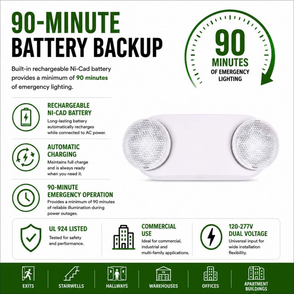 Commercial Electric 1-Pack Oval 11-Watt Equivalent Integrated LED White Emergency Light with Ni-Cad 3.6-Volt Battery (4)