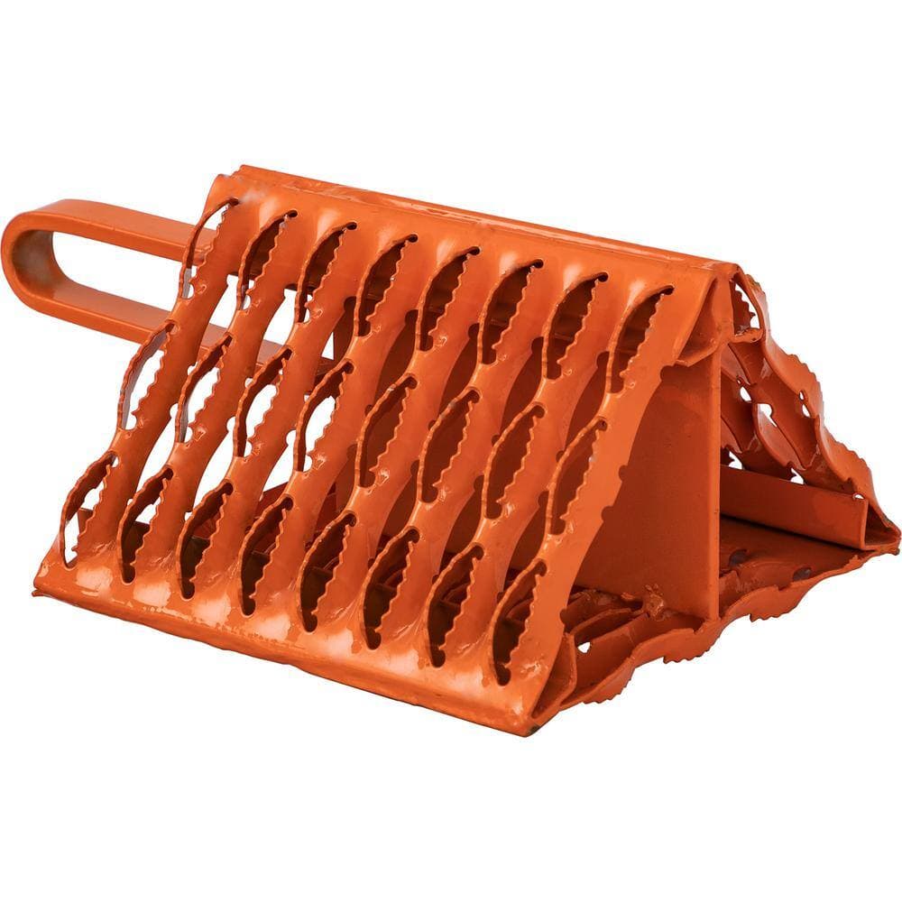 BUYERS PRODUCTS Serrated Wheel Chock Tire Stopper Block with Handle, Great for Icy Terrain, Orange (2)