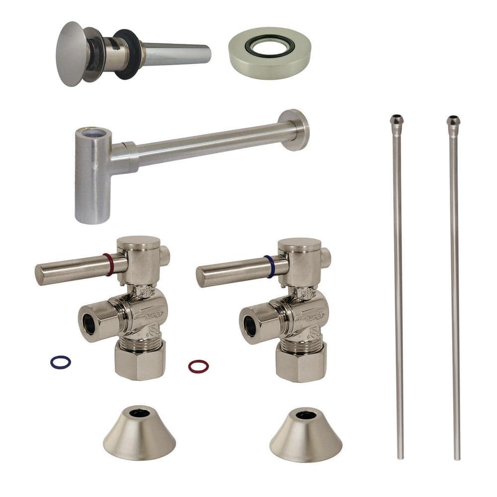 Kingston Brass Trimscape Traditional Plumbing Sink Trim Kit 1-1/4 in. Brass with P- Trap and Overflow Drain in Brushed Nickel