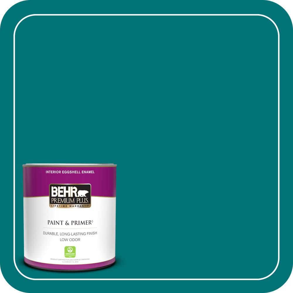 BEHR PREMIUM PLUS 1 qt. #T15-3 Essential Teal Eggshell Enamel Low Odor Interior Paint & Primer
