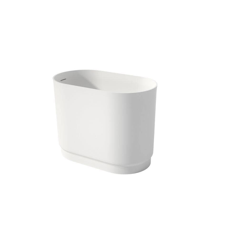 LIVACA 39.40 in. x 22.60 in. Flat Bottom Solid Surface Freestanding Soaking Bathtub with Right Drain in Matte White