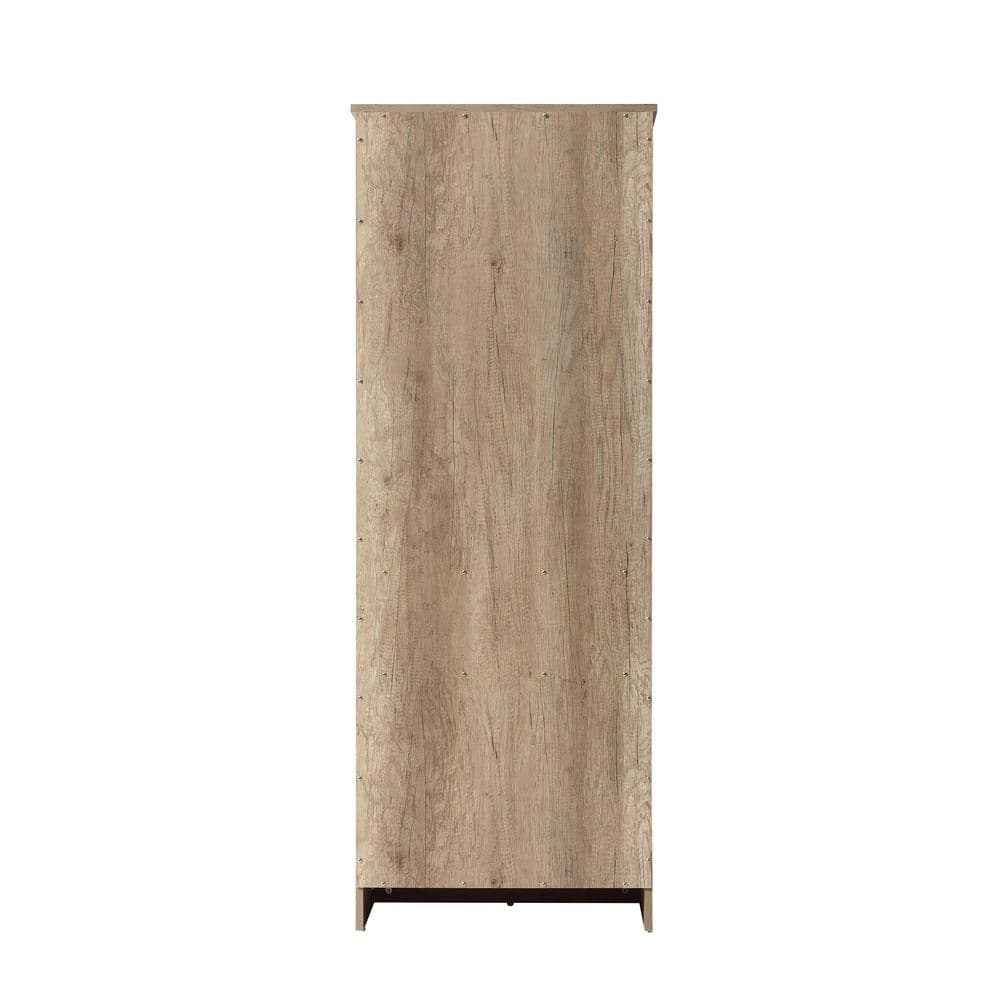 TIMELESS HOME 24 in. W x 18 in. D x 65 in. H Beige Freestanding Linen Cabinet in Natural Oak (2)
