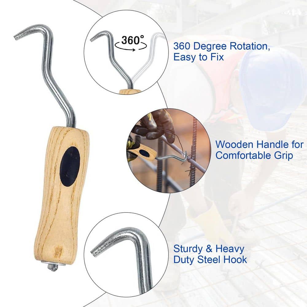 Laybus 0.51 ft. 16 Gauge Rebar Tie Wire, 1000 PCS Double Loop Reinforcing Steel Bar Wire Bar Ties, 3 Tie Wire Twister Tie Tool (2)