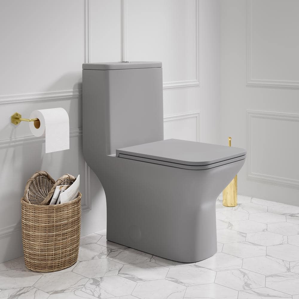 Swiss Madison Carre 1-Piece Square Toilet Dual-Flush in Matte Grey 1.1/1.6 gpf (1)