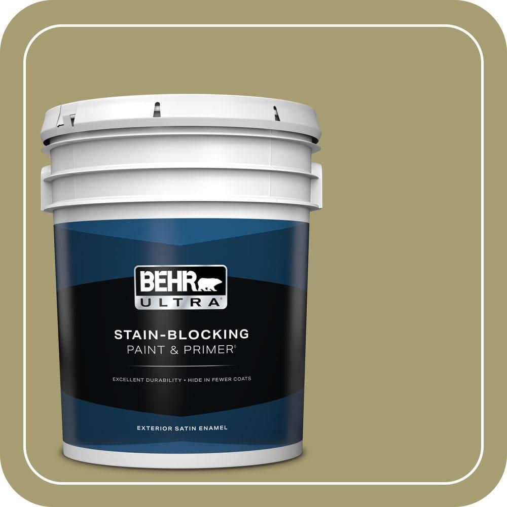 BEHR ULTRA 5 gal. #PPU9-04 Fresh Olive Satin Enamel Exterior Paint & Primer