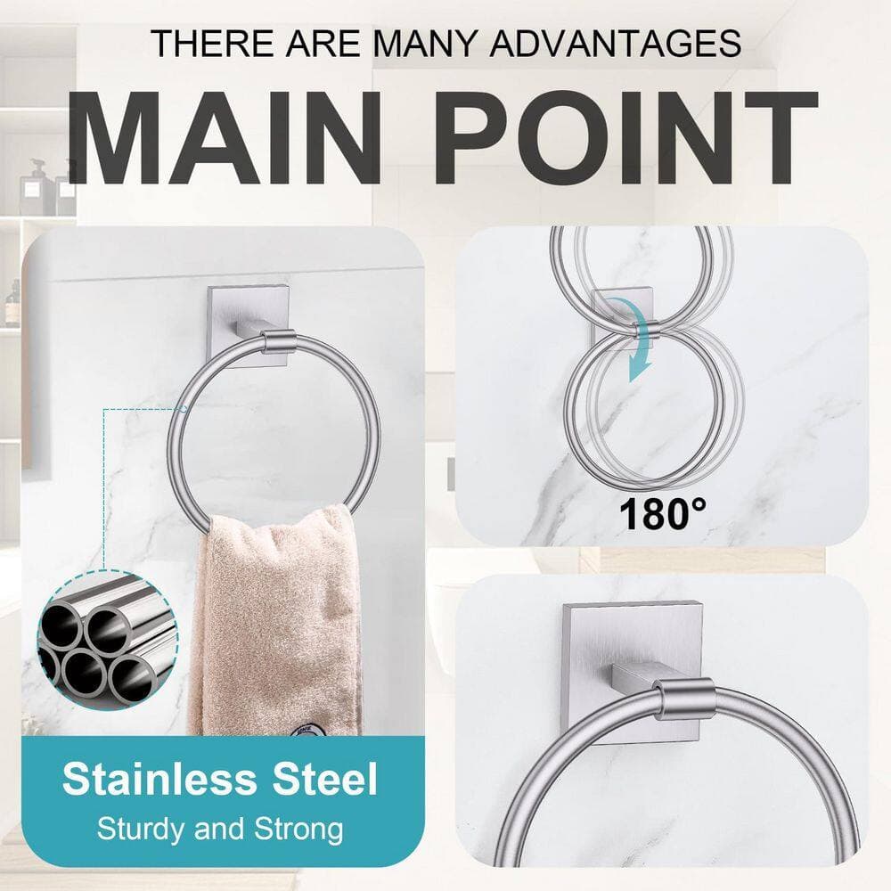 Anqtovp 10-Piece Bathroom Hardware Set with Towel Bars, Toilet Paper Holders, Towel Rings, Robe Hooks in Brushed Nickel (3)