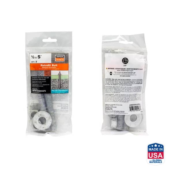 Simpson Strong-Tie RFB 1/2 in. x 5 in. Hot-Dip Galvanized Retrofit Bolt (2-Pack) (2)