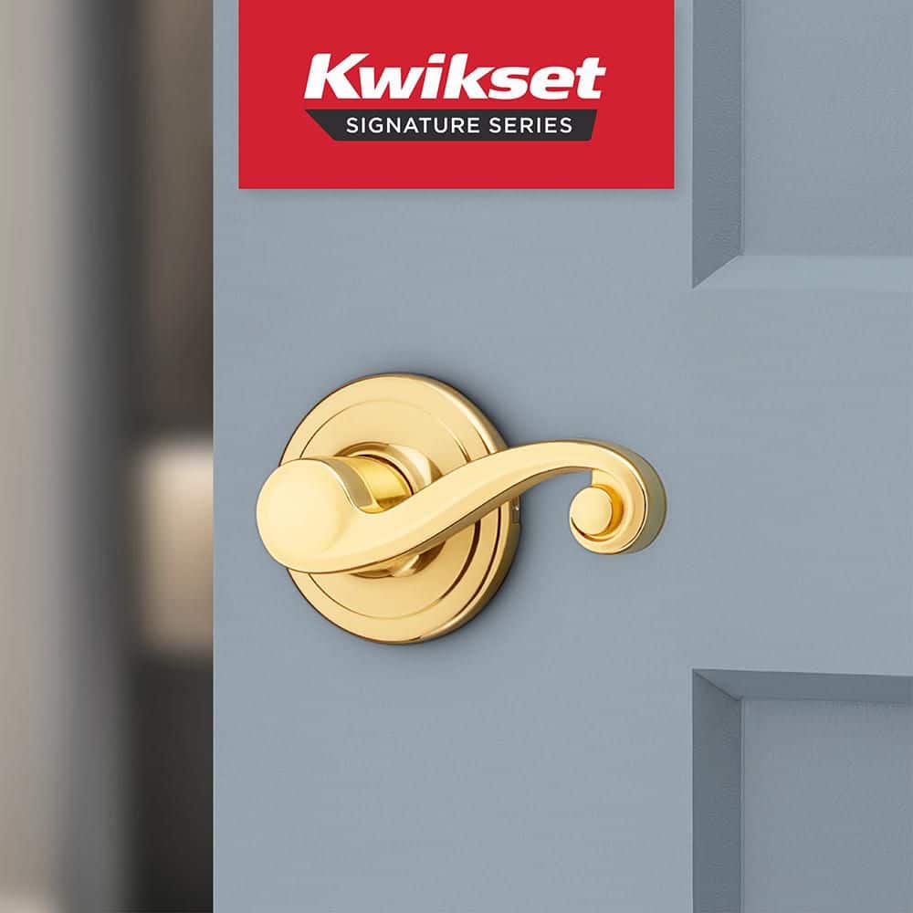 Kwikset Lido Polished Brass Right-Handed Half-Dummy Hall Closet Door Handle (2)